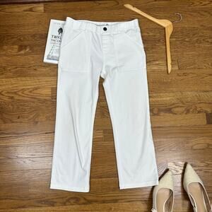 Betabrand White Cropped Ankle Dress Pants
